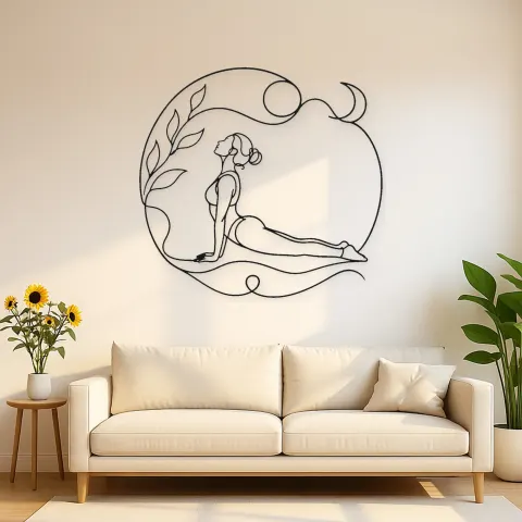 Aufwärts Hund Flow Metall-Wandkunst | Yoga- und Meditationsdeko