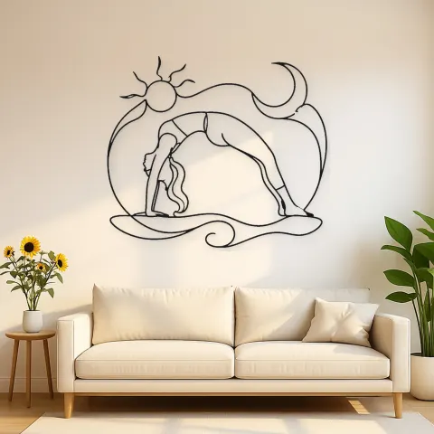 Garland Pose Grounded Metall-Wandkunst | Yoga- und Meditationsdeko