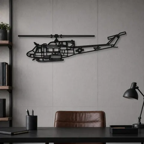 Vue alternative de Silhouette en métal du UH-1N Huey, Décoration murale en métal, Décor aéronautique, Décorateur aviateur