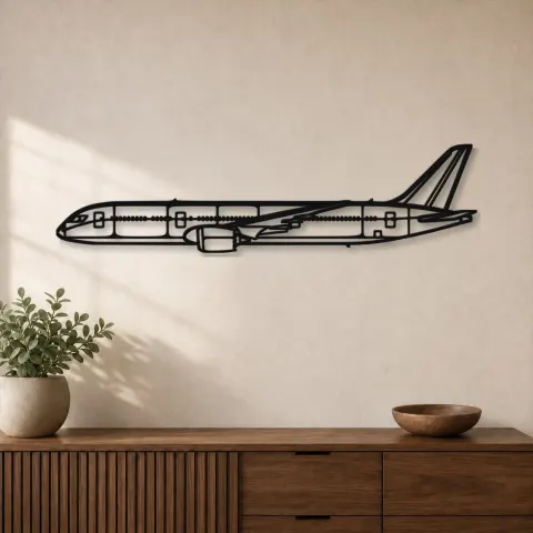 Silhouette d'avion B787 Dreamliner en métal, Décoration murale en métal, Décor aéronautique, Cadeau pour aviateur