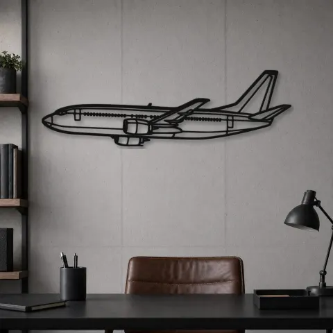 Vue alternative de Silhouette d'avion B737-300 Angle en métal, Décoration murale en métal, Décor aéronautique, Cadeau pour aviateur