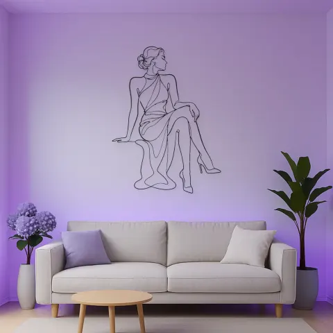 Vista alternativa de Cartel de metal Pose de Moda con Piernas Cruzadas | Decoración Mural de Figura de Moda