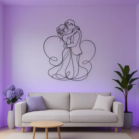 Vista alternativa de Cartel de metal personalizado de pareja tocándose la nariz | Decoración romántica de pareja