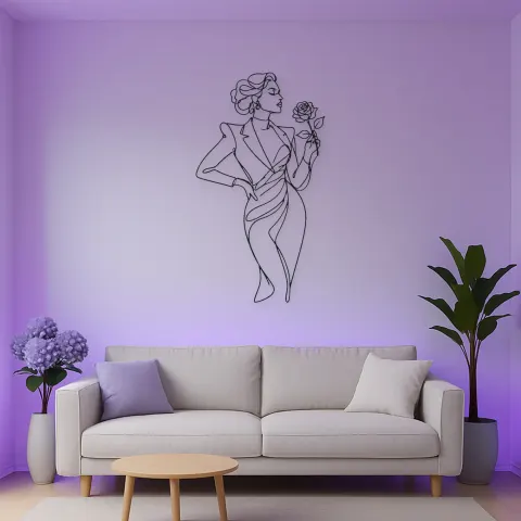 Wandkunst aus Metall "Mode Muse mit Rose" | Botanische Wanddekoration für Frauen alternative Ansicht