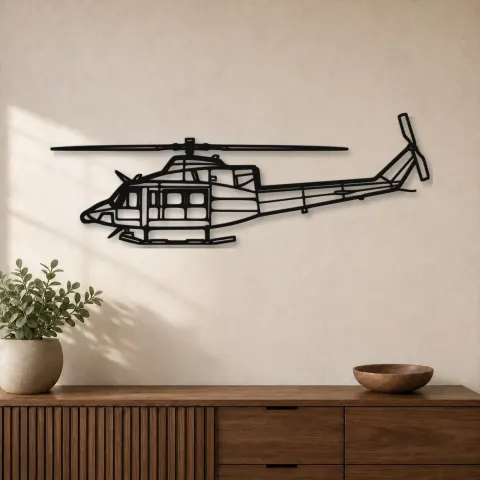 Silhouette en métal d'hélicoptère 412EP, décoration murale, cadeau d'anniversaire, silhouette d'appareil