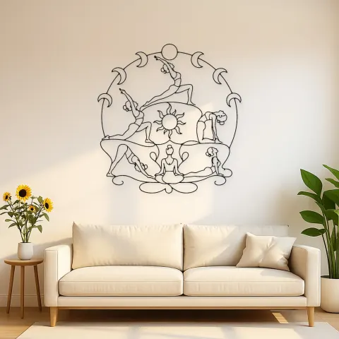 Secuencia de Luna de Yoga Cartel de Metal | Decoración de Yoga y Meditación