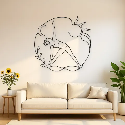 Dreiecks-Haltung Linien Metall-Wandkunst | Yoga und Meditations-Wanddekoration