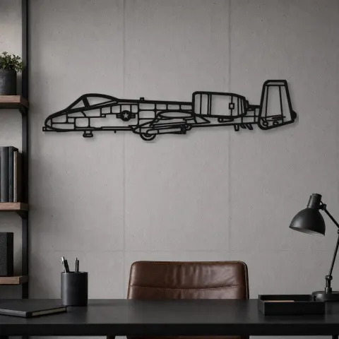 Vue alternative de Silhouette d'avion en métal A-10 Thunderbolt 2, Décoration murale aéronautique