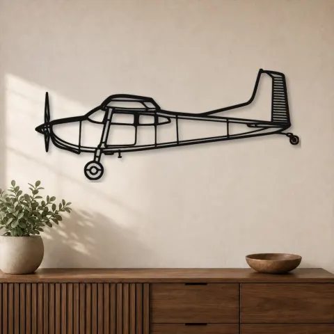 Silhouette d'avion en métal A185F Skywagon, Décoration murale aéronautique