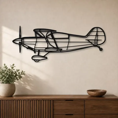 Silhouette en métal d'avion Pitts S-2B, Décoration murale en métal, Décor aéronautique, Cadeau pour aviateur
