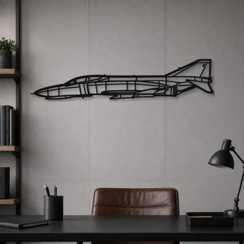 Vista alternativa di Insegna in metallo silhouette aereo F-4C Phantom II, Silhouette di aerei in metallo, Decorazione murale di aviazione, Decorazione per aviatori