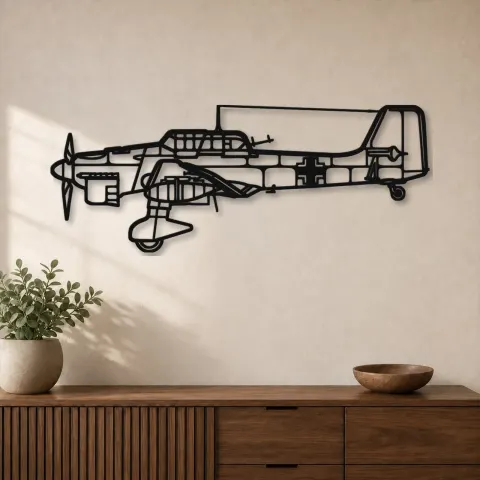 Silhouette d'avion Stuka JU-87 en métal, Décoration murale en métal, Décor aéronautique, Décor d'aviation