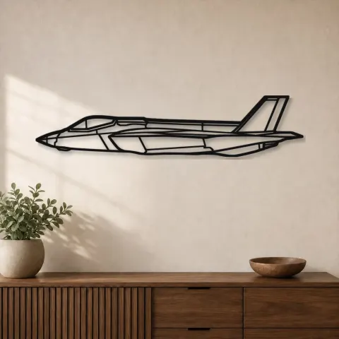 Insegna in metallo silhouette aereo F35A Lightning II, Silhouette di aerei in metallo, Decorazione murale di aviazione, Decorazione per aviatori