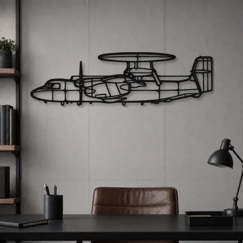 Vue alternative de Silhouette en métal d'avion E-2D Hawkeye, décoration murale en métal, décoration aéronautique, cadeau pour aviateurs