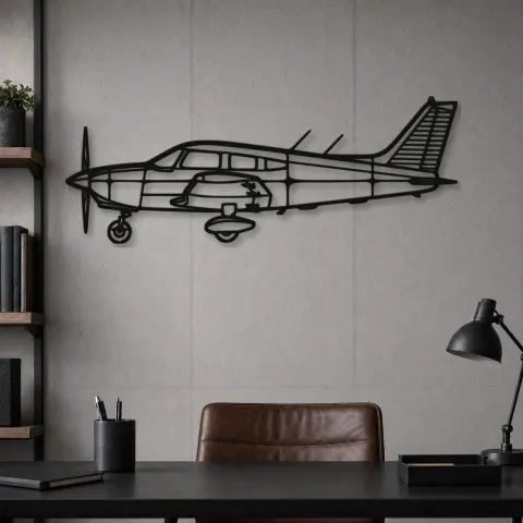 Vue alternative de Silhouette d'avion PA-28 en métal, Décoration murale en métal, Décor aéronautique, Décor d'aviation