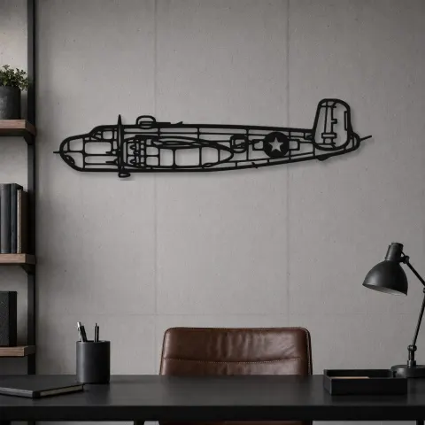Vue alternative de Silhouette d'avion B-25H en métal, Décoration murale en métal, Décor aéronautique, Cadeau pour aviateur