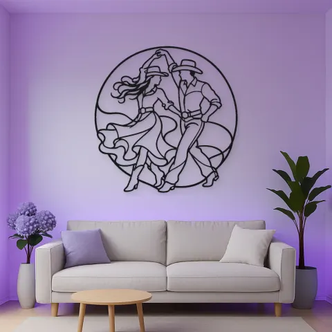 Country Line Dance Metall-Wandkunst | Paar Tanz Wanddekoration alternative Ansicht