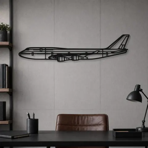 Vue alternative de Silhouette d'avion en métal 747-800, décoration murale en métal, décoration aéronautique, cadeau pour pilote
