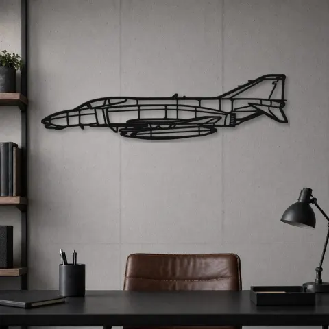 Vista alternativa di Insegna in metallo silhouette aereo F-4B Phantom 2 Navy, Silhouette di aerei in metallo, Decorazione murale di aviazione, Decorazione per aviatori
