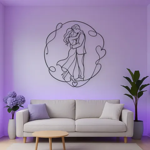 Vue alternative de Décoration murale en métal Timeless Love Embrace | Décor Romantique pour Couple