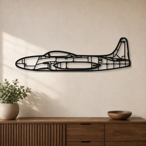Silhouette d'avion T33 en métal, Décoration murale en métal, Décor aéronautique, Décor d'aviation