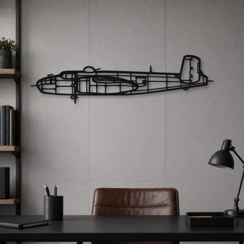 Vue alternative de Silhouette d'avion B25J en métal, Décoration murale en métal, Décor aéronautique, Cadeau pour aviateur