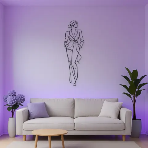 Vista alternativa de Cartel de metal de línea de moda contemporánea | Decoración mural de figura de moda
