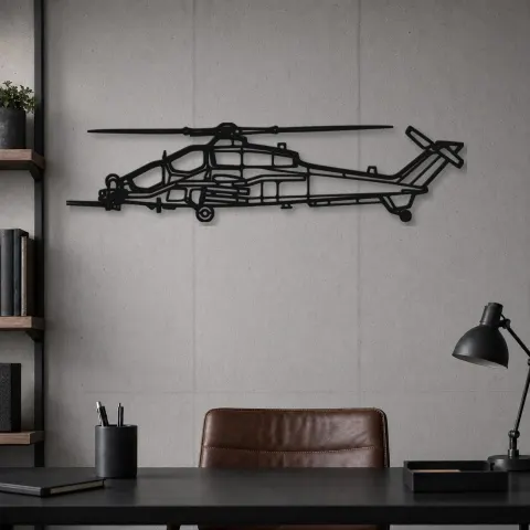 Vue alternative de Silhouette d'hélicoptère en métal A129D Mangusta, Décoration murale, Cadeau d'anniversaire