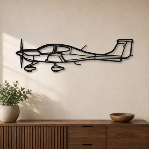 Silhouette d'avion DA40 en métal, Décoration murale aéronautique