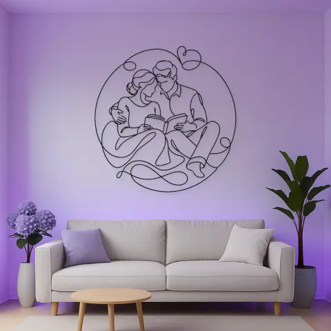 Lesende Liebende Metall-Wandkunst | Romantische Paardekoration alternative Ansicht