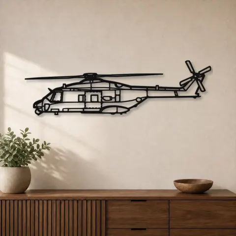 Silhouette d'avion en métal NH90 TTH, décoration murale aéronautique