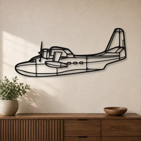 Silhouette d'avion HU-16B Albatross en métal, Décoration murale aéronautique