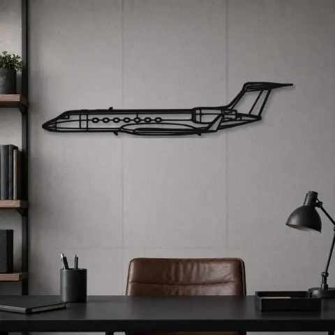 Vue alternative de Silhouette en métal d'avion G550, décoration murale en métal, décoration aéronautique, cadeau pour aviateurs