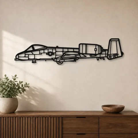 Silhouette d'avion en métal A-10 Thunderbolt 2, Décoration murale aéronautique