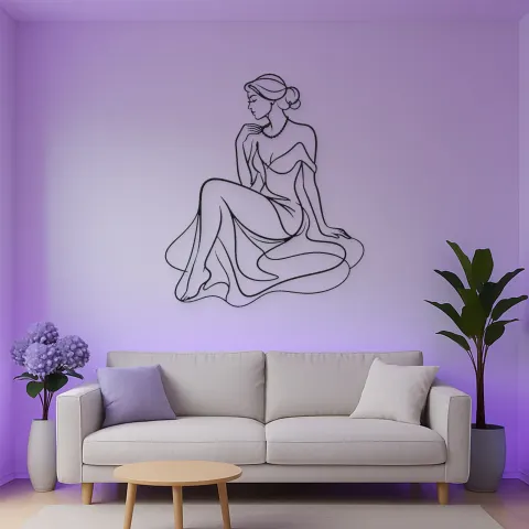 Vue alternative de Femme avec perle | Décoration murale en métal