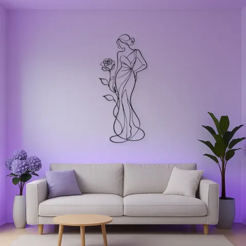 Stehendes Rosenmodell Metall-Wandkunst | Botanische Frauen Wanddekoration alternative Ansicht