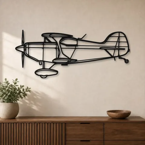 Silhouette en métal d'avion Pitts S-1T, Décoration murale en métal, Décor aéronautique, Cadeau pour aviateur
