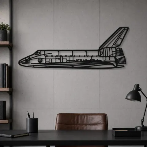 Vue alternative de Silhouette en métal de la navette spatiale, décoration murale en métal, décoration aéronautique, décoration d'aviation