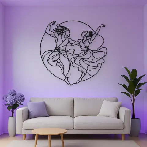 Vista alternativa di Insegna in Metallo Ritmo di Danza Africana | Decorazione da Parete Silhouette di Danza