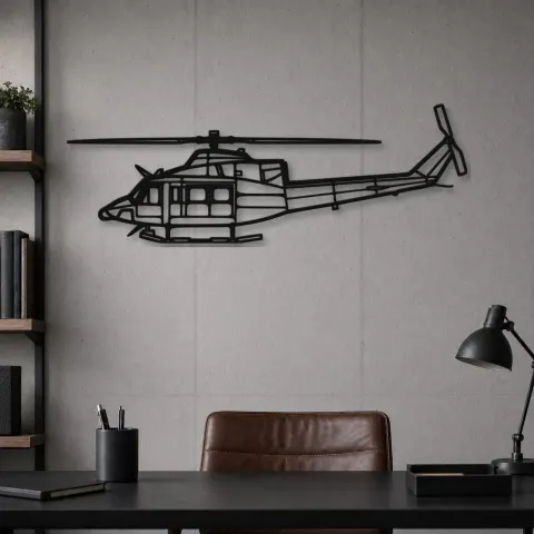 Vue alternative de Silhouette en métal d'hélicoptère 412EP, décoration murale, cadeau d'anniversaire, silhouette d'appareil