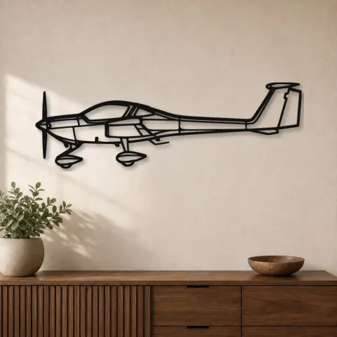 Silhouette d'avion DA20 en métal, Décoration murale aéronautique