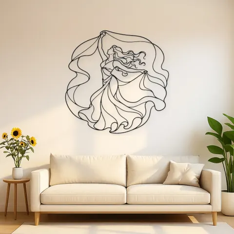 Oriental Dance Veil Metallschild | Wanddekoration mit Tanzsilhouette