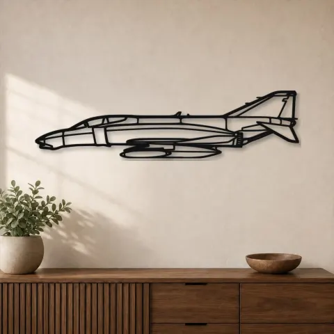Silhouette d'avion Douglas F-4D en métal, Décoration murale aéronautique