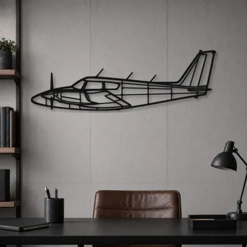 Vue alternative de Silhouette d'avion PA-30 Twin Comanche en métal, Décoration murale en métal, Décor aéronautique, Décor d'aviation