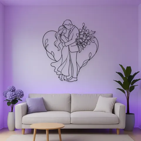 Blumen-Geschenk Liebende Metall-Wandkunst | Romantische Paar-Dekoration alternative Ansicht
