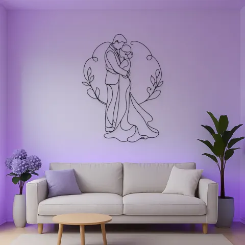 Vue alternative de Décoration murale en métal "Étreinte des nouveaux mariés" | Décor romantique couple