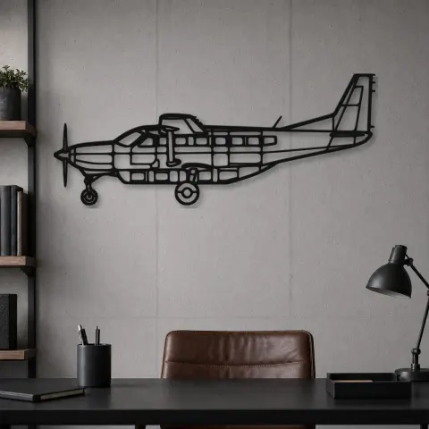 Vue alternative de Silhouette en métal d'avion C208B Grand Caravan, Décoration murale en métal, Décor aéronautique, Cadeau pour aviateur