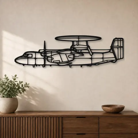 Silhouette en métal d'avion E-2D Hawkeye, décoration murale en métal, décoration aéronautique, cadeau pour aviateurs