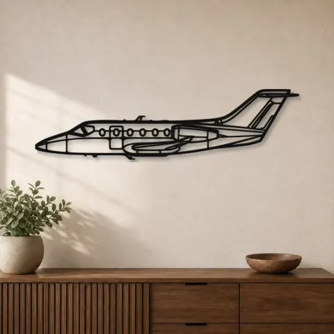 Silhouette d'avion Hawker 400 en métal, Décoration murale aéronautique