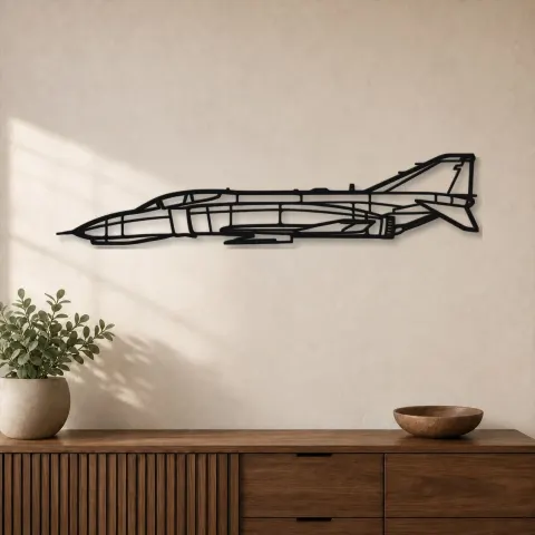 Insegna in metallo silhouette aereo F-4 Phantom, Silhouette di aerei in metallo, Decorazione murale di aviazione, Decorazione per aviatori